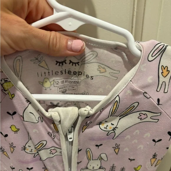 Little Sleepies Lavender Bunny Kids One Piece - Picture 3 of 3